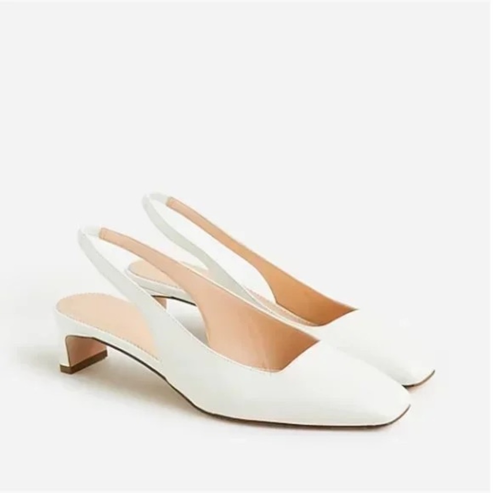 NWT in Box: J CREW LAYLA SLINGBACK HEELS IN IVORY LEATHER